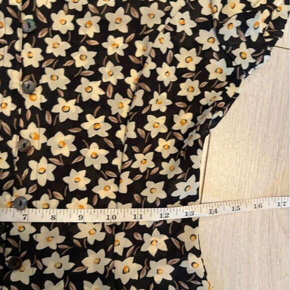 90s vintage Esprit maxi button down semi sheer daisy print dress - Picture 13 of 15
